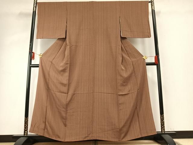 平和屋着物 上質な小紋 斜縞 正絹 fy