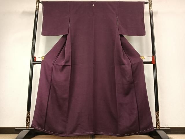 平和屋着物 上質な色無地 風景地紋 似せ紫色 正絹 fy