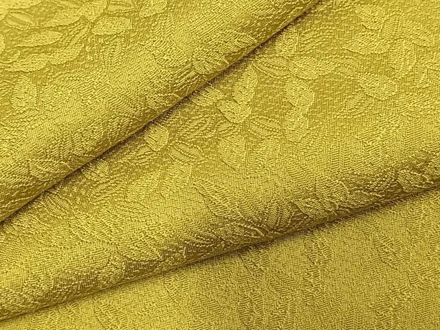 平和屋着物 上質な色無地 舞葉地紋 刈安色 正絹 fy