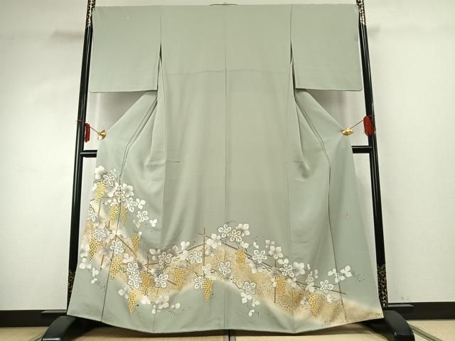 平和屋着物 豪華色留袖 友禅 作家物 駒刺繍 葡萄蔦の葉文 暈し染め 金糸 金彩 正絹 fy