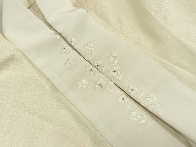 平和屋着物○長襦袢 袷 舞花文 半衿刺繍 正絹 逸品 AABD8687fy