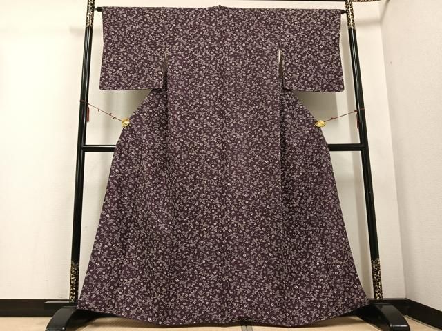 平和屋着物 上質な小紋 花喰い鳥 正絹 ph