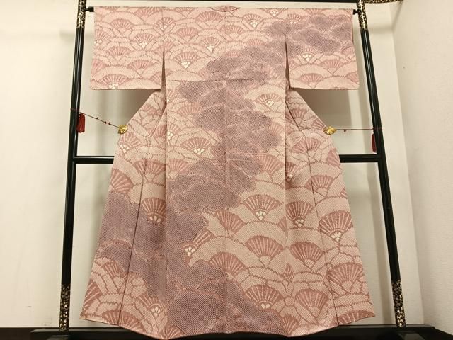 平和屋着物 訪問着 絞り 雲重ね舞扇文 正絹 ph