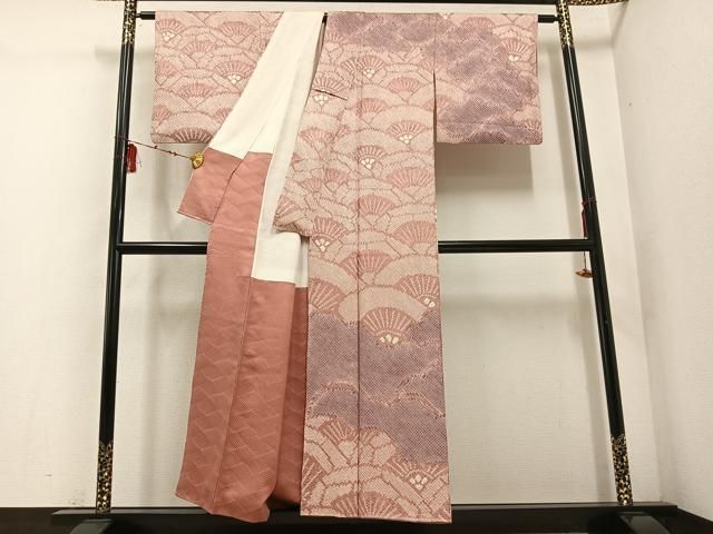 平和屋着物 訪問着 絞り 雲重ね舞扇文 正絹 ph