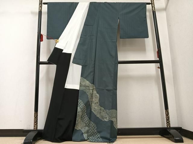 平和屋着物 本場大島紬 訪問着 型染め 道長花文 正絹 ph