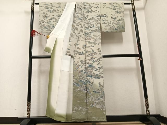 平和屋着物 訪問着 松竹梅風景文 暈し染め 鬼しぼ縮緬 正絹 ph