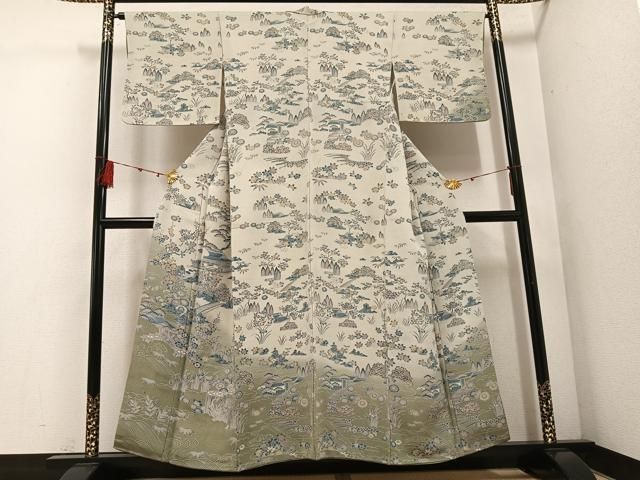 平和屋着物 訪問着 松竹梅風景文 暈し染め 鬼しぼ縮緬 正絹 ph