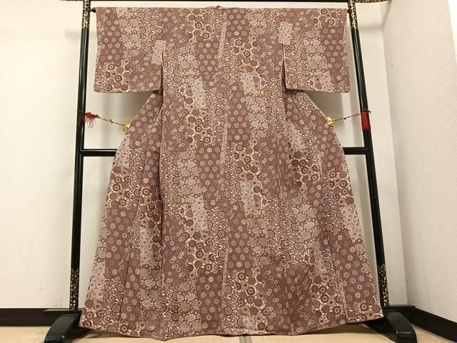 平和屋着物 上質な小紋 型染め 菊唐草文 正絹 ph