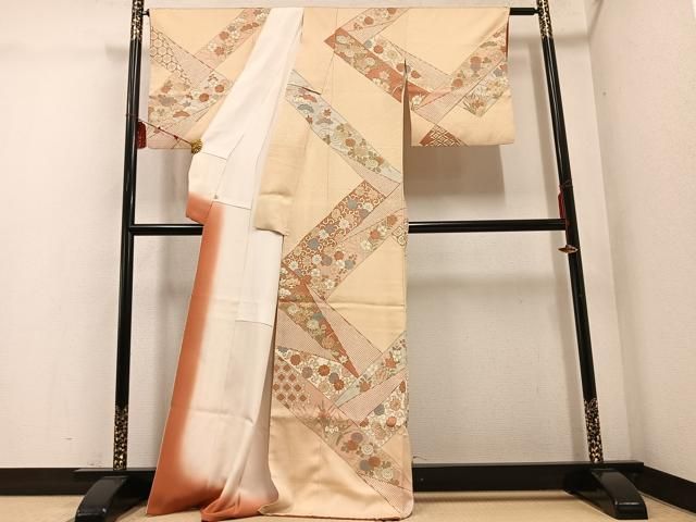 平和屋着物 訪問着 友禅 駒刺繍 草花文 金彩 高島屋扱い 正絹 ph