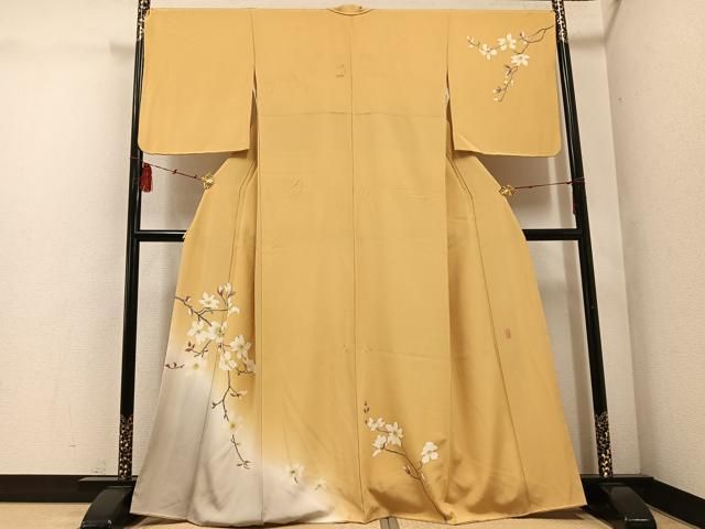 平和屋着物○本加賀友禅作家 稲手明仁 訪問着 友禅 作家物 枝花文 暈し