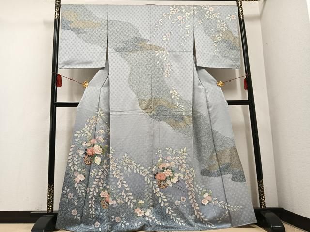 平和屋着物 訪問着 花車文 暈し染め 金彩 正絹 ph