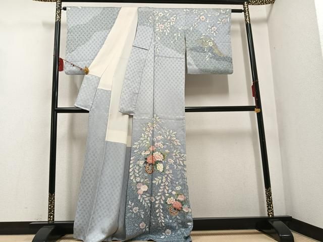 平和屋着物 訪問着 花車文 暈し染め 金彩 正絹 ph