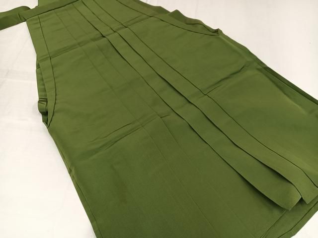 平和屋着物 男性 馬乗り袴 色無地 海松色 正絹 ph