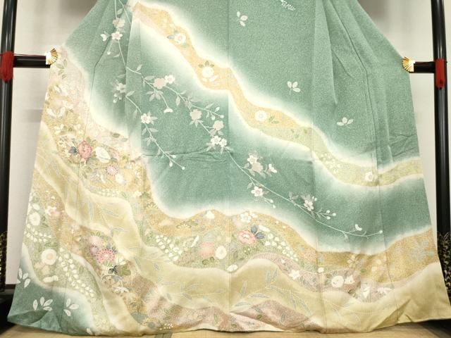 平和屋着物 訪問着 道長花文 金通し地 正絹 ck