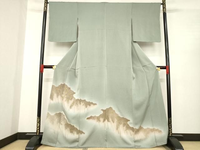 平和屋着物 訪問着 刺繍 笹竹文 金糸 正絹 ck