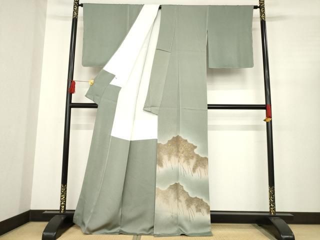 平和屋着物 訪問着 刺繍 笹竹文 金糸 正絹 ck