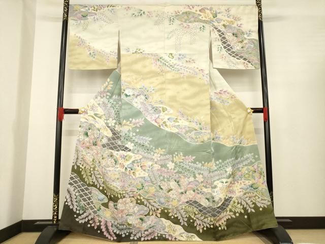 平和屋着物 訪問着 辻が花 雲重ね花文 銀通し地 やまと誂製 正絹 ck