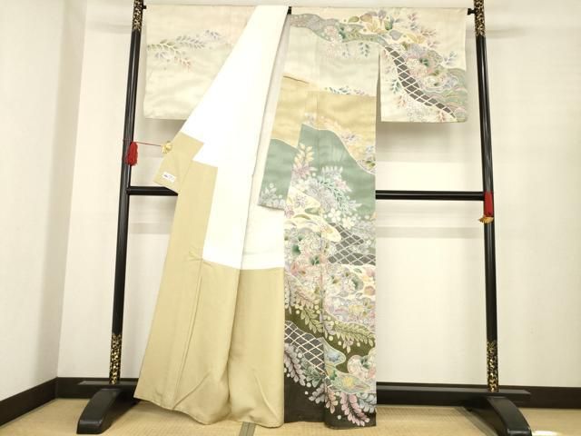 平和屋着物 訪問着 辻が花 雲重ね花文 銀通し地 やまと誂製 正絹 ck