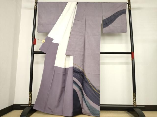 平和屋着物 訪問着 本場染大島紬 流水文 正絹 ck