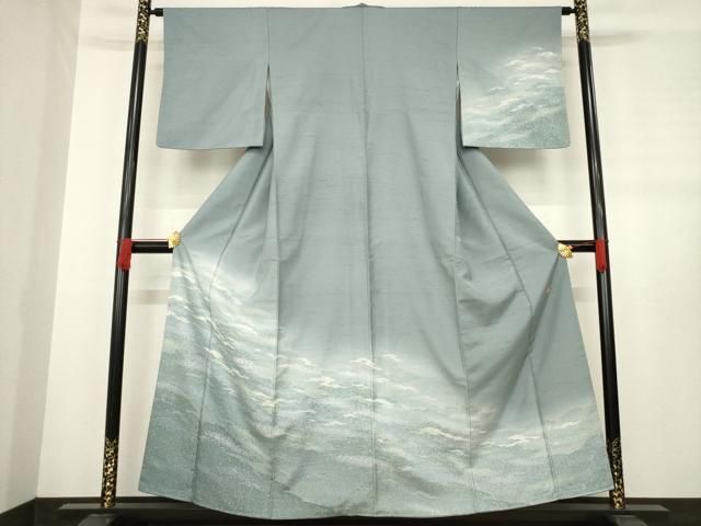 平和屋着物 石川県指定無形文化財 牛首紬 白山工房 手織り 訪問着 霞文 正絹 ck