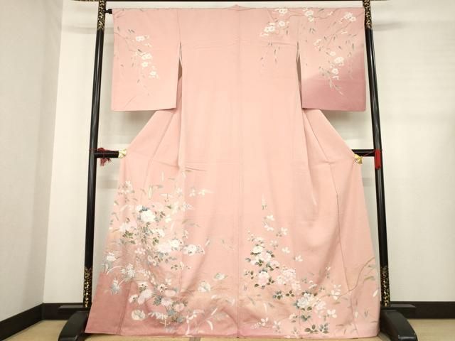 平和屋着物●訪問着　草花文　暈し染め　金彩　正絹　逸品　AABD9952ck 平和屋着物○訪問着 草花文 暈し染め 金彩 正絹 逸品 AABD9952ck