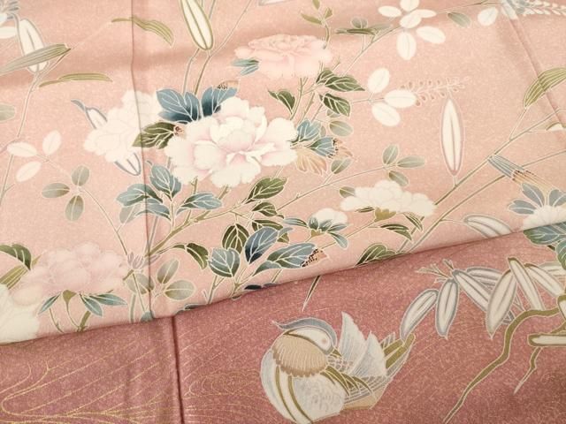 平和屋着物○訪問着 草花文 暈し染め 金彩 正絹 逸品 AABD9952ck