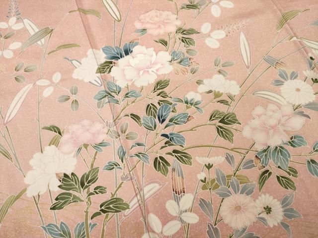 平和屋着物○訪問着 草花文 暈し染め 金彩 正絹 逸品 AABD9952ck