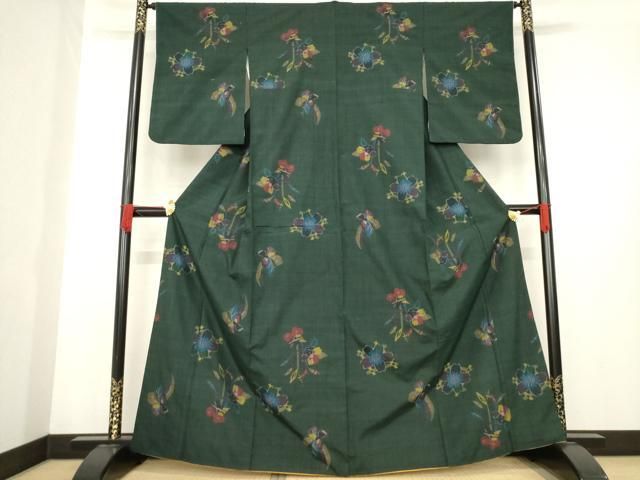 平和屋着物 上質な紬 舞花文 正絹 ck