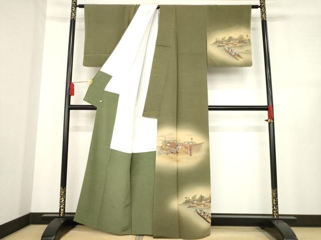 平和屋着物 摺友禅 横塚賢治 訪問着 刺繍 名所風景文 暈し染め さが美扱い 正絹 ck