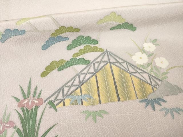  平和屋着物 訪問着 友禅 風景花文 暈し染め 正絹 ck 訪問着 付け下げ 着物