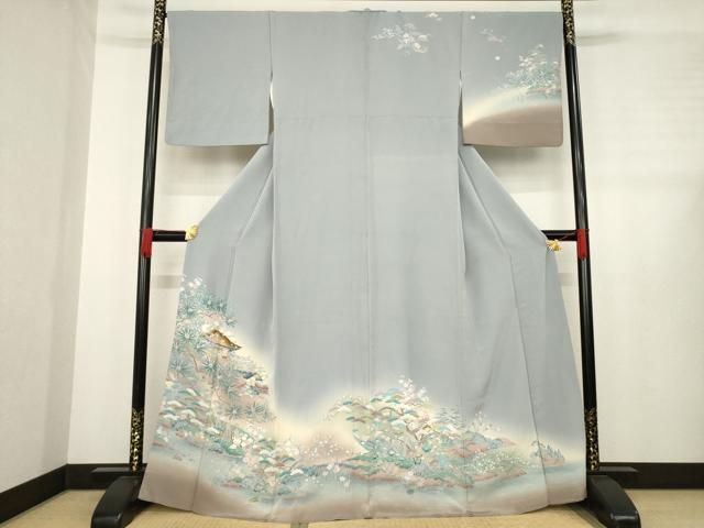 平和屋着物 訪問着 風景花文 暈し染め 正絹 ck