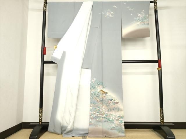 平和屋着物 訪問着 風景花文 暈し染め 正絹 ck