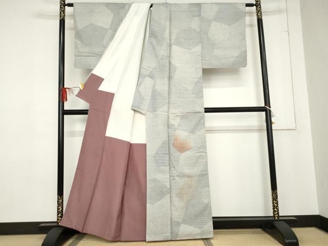 平和屋着物 訪問着 紬地 刺繍 切嵌吉祥文 正絹 cs