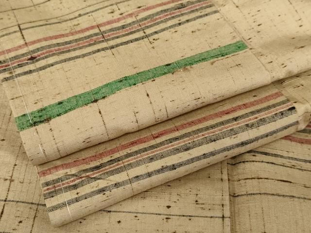 平和屋着物 上質な紬 横段文 正絹 cs