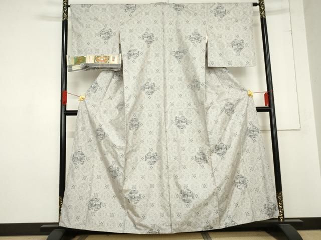 平和屋着物 本場大島紬 白大島 名匠たかし 手織り 一元7マルキ 総絣 蜀江花文 証紙付き 正絹 cs