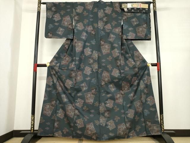 平和屋着物 都喜ヱ門 本場大島紬 古典の舞 藤絹織物謹製 横山文子作 証紙付き 正絹 ck