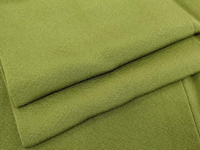 平和屋着物 上質な色無地 松葉色 正絹 cs