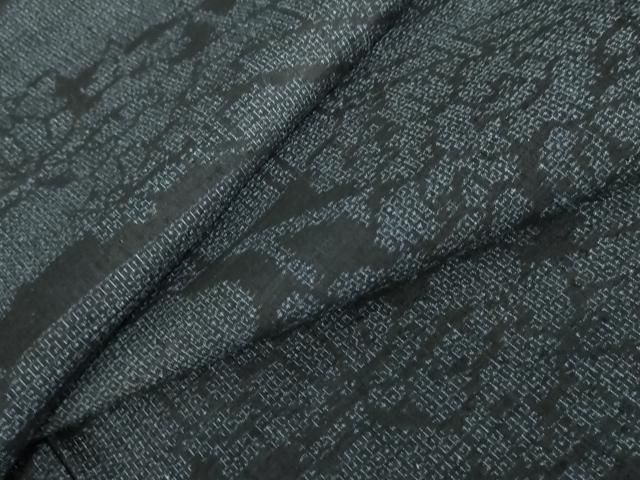 平和屋着物 本場結城紬 重要無形文化財 100亀甲 風景草花文 正絹 AABE0111cs