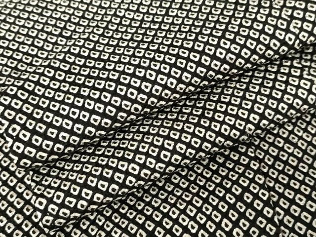 平和屋着物 大変加工の良い総絞り小紋 黒地 正絹 cs