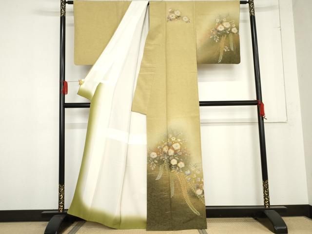 平和屋着物 訪問着 辻が花 絞り 暈し染め 金彩 正絹 cs