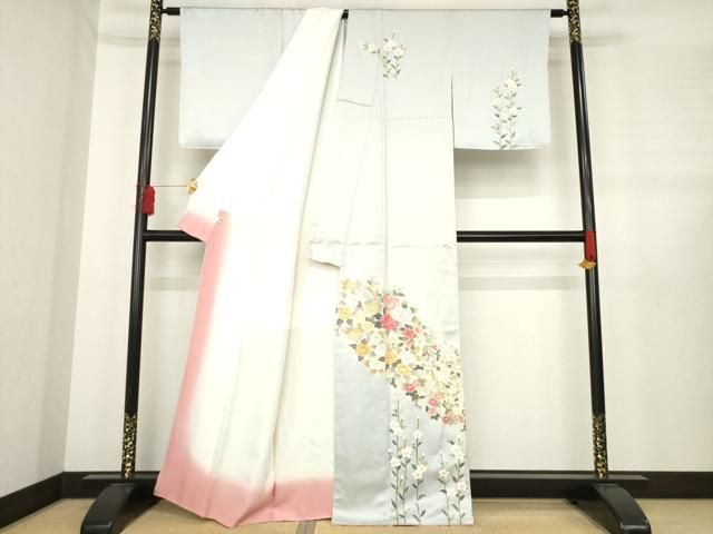 平和屋着物 訪問着 草花文 暈し染め 金彩 正絹 ck