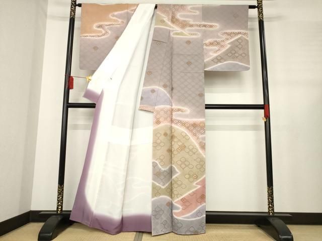 平和屋着物 訪問着 絞り エ霞遠山文 金彩 正絹 ck