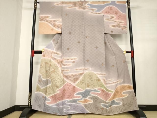 平和屋着物 訪問着 絞り エ霞遠山文 金彩 正絹 ck