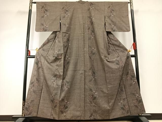 平和屋着物 本場大島紬 一元絣 草花文 正絹 fy