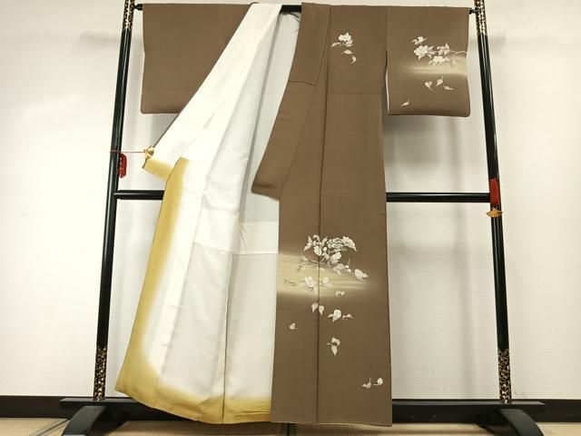 平和屋着物 訪問着 手描き 枝花文 暈し染め 正絹 fy