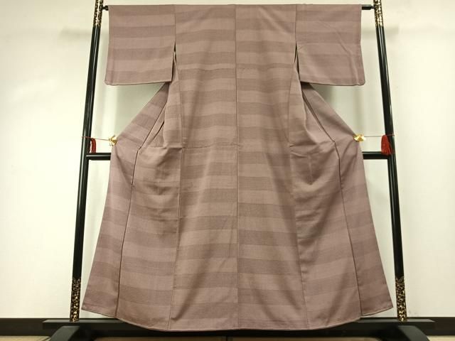 平和屋着物 お召 横段文 正絹 fy