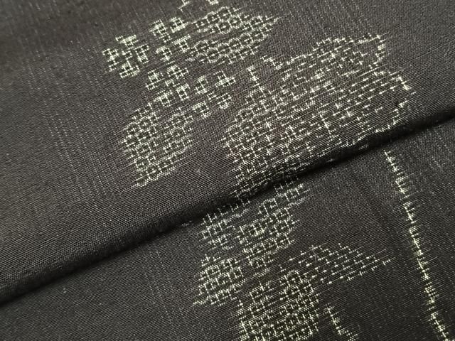  平和屋着物 結城紬 100亀甲 枝花文 正絹 fy 紬 着物