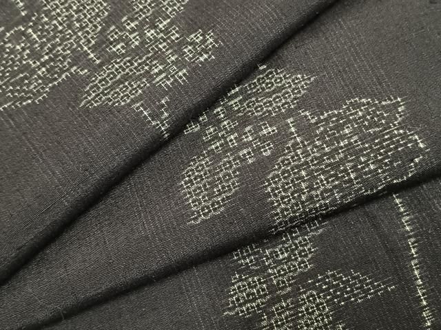 平和屋着物 結城紬 100亀甲 枝花文 正絹 fy