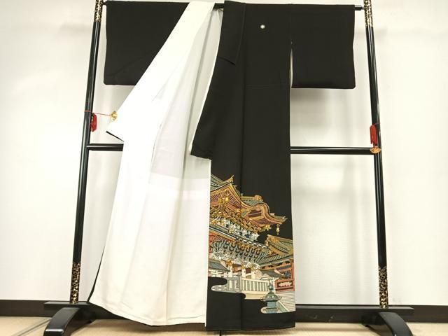 平和屋着物 豪華黒留袖 風景文 金彩 正絹 fy