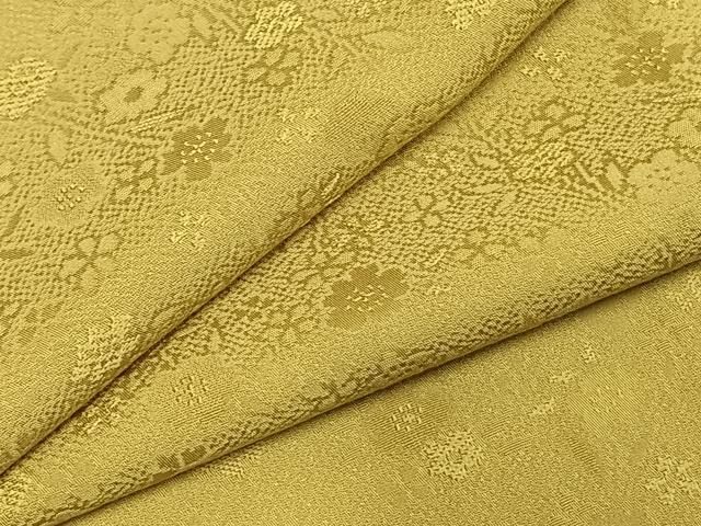 平和屋着物 上質な色無地 草花地紋 芥子色 正絹 fy